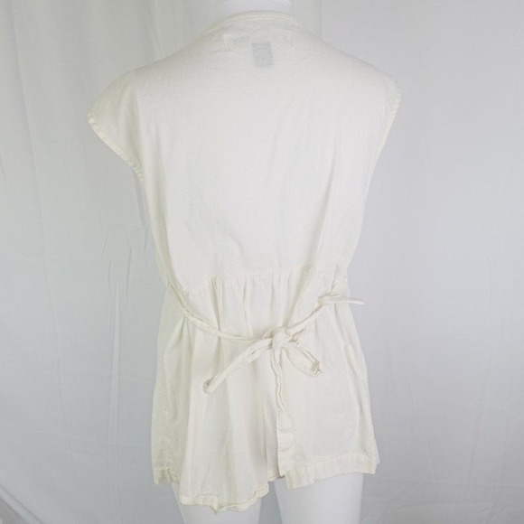 OLD NAVY Maternity Peasant Top XS White Pink Embroidered Boho Tunic Blouse Tank - Picture 3 of 4